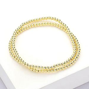 2 шт. - многослойные браслеты из нержавеющей стали с шариками, высота 0,2 дюйма Fashnzfab, золотой