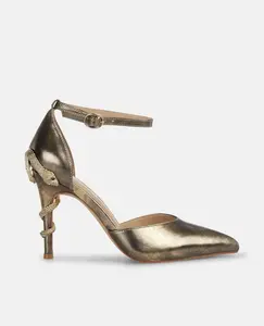 Женские туфли на каблуке с рисунком змеи и застежкой-пряжкой Alma en Pena, золотой