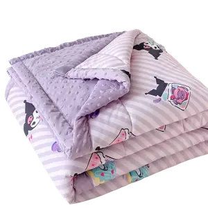 Дышащее трикотажное полотно с принтом бобов летнее одеяло Sanrio, Sanrio Summer Quilt-Heart Kuromi