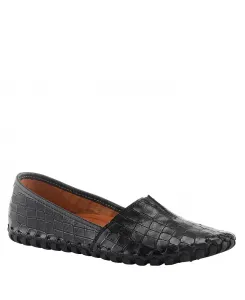 Kathaleta-Croco Leather Slip-On Comfort Туфли на плоской подошвеs с поддержкой свода стопы и съемной стелькой Spring Step, черный