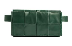 Bottega Veneta Кожаный поясной кошелек-кассета Фотосумка через плечо Мини-поясная сумка Мужская в дождевом зеленом