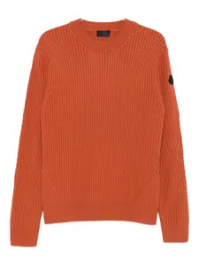 Свитер в рубчик с круглым вырезом MONCLER, оранжевый