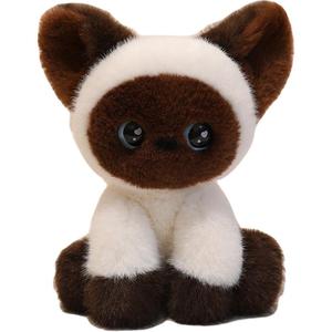 Плюшевая кукла котенок высота 24см QIANXIONG, коричневый