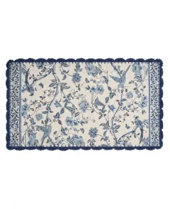Хлопковый коврик-дорожка с кружевной каймой, 66 см x 114 см Laura Ashley, индиго