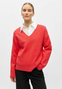 Джемпер Object OBJREYNARD V-NECK PULLOVER FAIR, Poinsettia/Coral