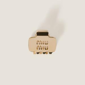 Маленькая заколка-краб с логотипом MIU MIU, золотой