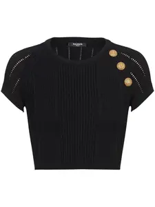 Укороченный топ 3-Button BALMAIN, черный