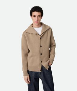 Compact wool cardigan BOTTEGA VENETA, воробей
