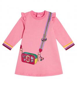 Детское платье из хлопкового трикотажа Marc Jacobs Kids, розовый
