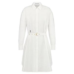 Christian Belted Macrocannage Shirtdress DIOR, белый