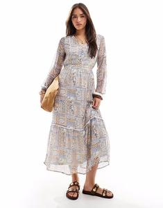 Платье-халат Vero Moda макси с розовым принтом в стиле пэчворк