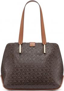 Женская сумка-тоут Calvin Klein Audrey с тремя отделениями, Brown/Khaki/Caramel