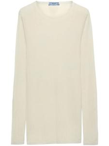 Prada свитер с круглым вырезом из кашемира и шелка, зеленый