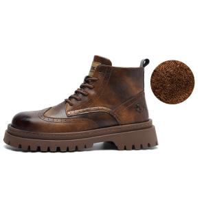 FAIRWHALE Короткие мартинсы мужские коричневые хлопковые, цвет Brown (Cotton)