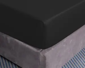 Простыня на резинке из хлопка 200x220+25, черная Cotton Market