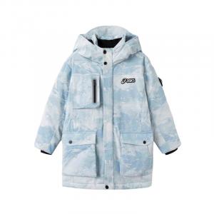 Пуховик синий с цветочным принтом для подростков Asics