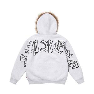 Толстовка Supreme Faux Fur Zip Up Hooded Sweatshirt, Ash Grey