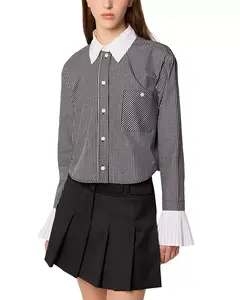 Хлопковая рубашка со складками на манжетах Tressé, черный