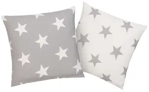 Мой дом Чехлы для подушек "Чехлы на подушки Stella со звездочками, разные размеры", (2 шт.) My home 50х50 см, серый