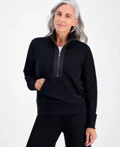 Флисовая толстовка Petite Cloud с застежкой-молнией на половину длины Style & Co, черный