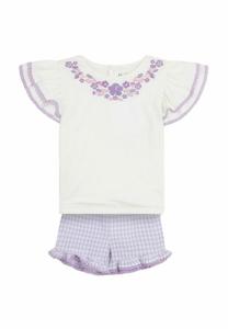 Футболка с принтом SET JoJo Maman Bébé, цвет Lilac Purple Gingham