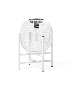 Уличный фонарь с металлической сеткой высотой 11,5 дюйма, работающий на солнечной энергии, с подставкой Glitzhome, white