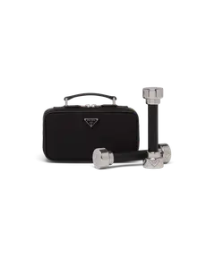 Сумка для гантелей из переработанного нейлона и кожи сафьяно Prada, черный