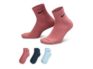Носки Nike Everday Plus Cushion Women's Ankle Socks - 3 Pack, светло-голубой/темно-синий/коралловый