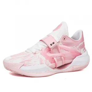Баскетбольные кроссовки для детей и подростков с амортизацией от ударов и износостойкостью D&W, белый/розовый