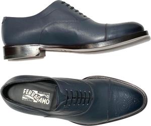 Мужские серые туфли оксфорды с брогированием и кожаным носком Ferragamo Goya (Salvatore)