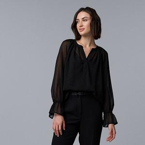 Блузка с присборенным воротником Petite Simply Vera Vera Wang, Black