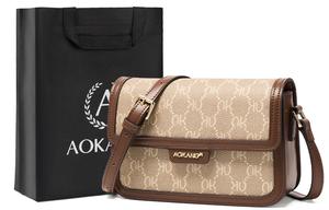 ПВХ маленькая квадратная сумка через плечо AOKANG, карамельный кофе