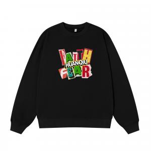 Свитшот с круглым вырезом Unisex HUANQIU, черный (fleece-lined)