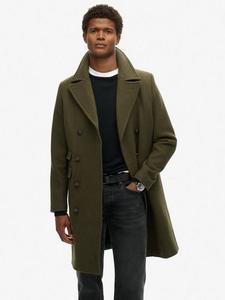 Шерстяное длинное пальто от Merchant Superdry, Olive Night Green