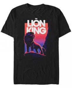 Футболка с коротким рукавом Disney Men's Lion King Simba Sunset Gradient Fifth Sun, черный