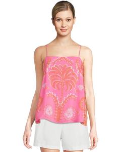 Топ Lilly Pulitzer Jesslyn Top, цвет Sunkissed Pink Breezy Palm Engineered Woven Top