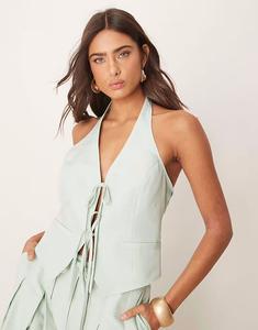 Топ ASOS DESIGN с завязками спереди, фисташкового цвета