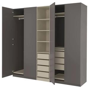 Гардероб PAX/FORSAND IKEA, 250x60x236 см, цвет dark grey grey-beige/dark grey
