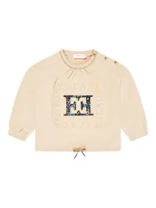 Топ с пайетками и логотипом Escada Kids, бежевый