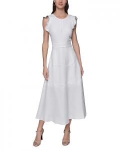 Платье миди с круглым вырезом KARL LAGERFELD PARIS, белый