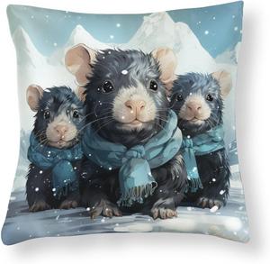 HighonHi Атласные наволочки для декоративных подушек квадратные с мультяшными морскими свинками и снежинками Pattern-3