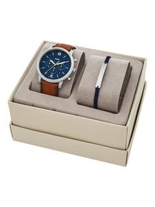 Мужские аналоговые часы Fossil с кожаным ремешком FS5708SET