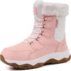 Женские зимние сапоги с водонепроницаемой поверхностью, средние по голенище, утепленные, с меховой подкладкой, противоскользящие, для походов и холодной погоды Suiyfit, Pink