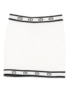 Вязаная юбка с логотипом на поясе Twinset Kids, белый
