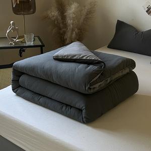 Muji Одеяло 180х220 см, вес 2,75 кг, из скин-френди вельвета, цвет Dark Gray Light Gray