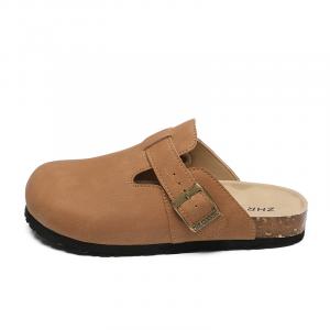 ZHR Тихие абразивостойкие закрытые тапочки женские Camel Leather Upper Edition, цвет Camel Leather Upper Edition