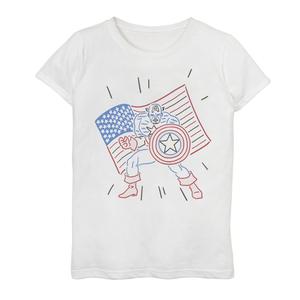 Футболка с графическим рисунком в стиле «Патриотическая линия» для девочек 7–16 лет «Марвел Капитан Америка» Marvel