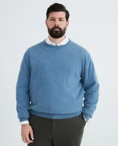 Мужской джемпер с круглым воротником, гладкий, кашемировый Emidio Tucci, синий