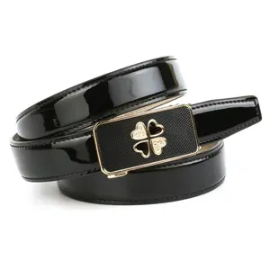 Кожаный ремень Anthoni Crown, сказочный автоматический ремень из лакированной кожи, маленькие сердечки, черный