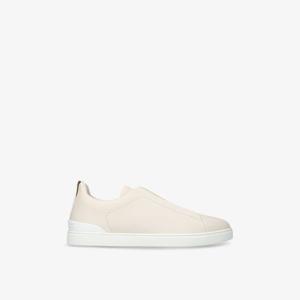 Кроссовки кожаные Zegna с тройной строчкой, белый